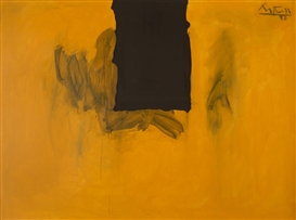UNTITLED (OCHRE WITH BLACK LINE) by Robert Motherwell
